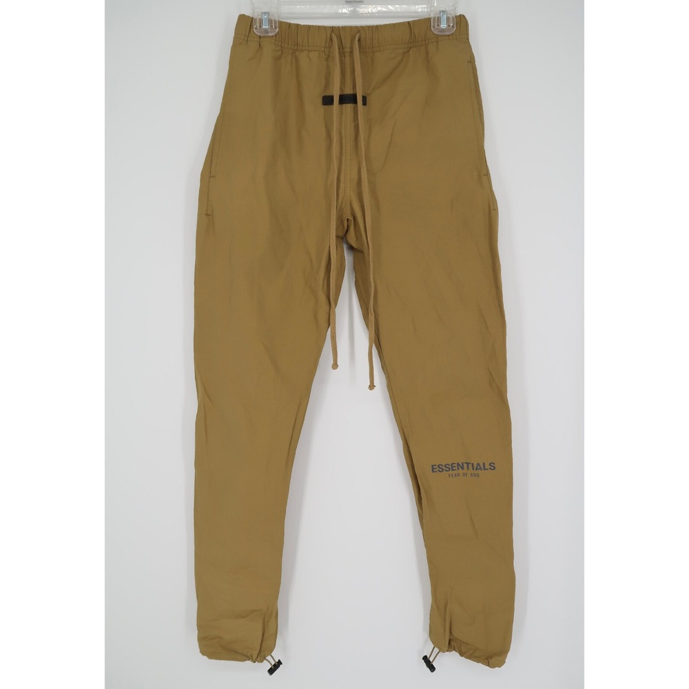 Fear of God Essentials Track Lounge Pants Khaki Drawstring Nylon Cotton Size XXS